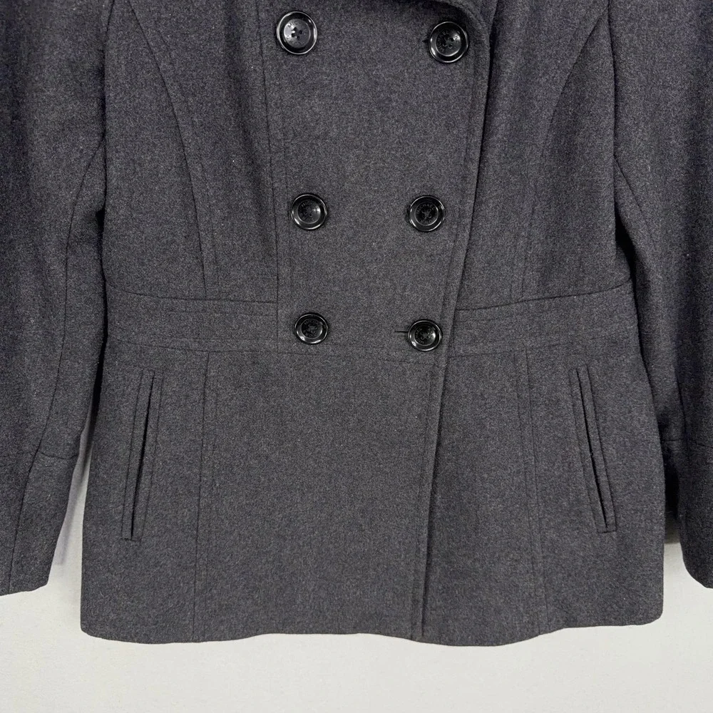 Michael Kors Coat Womens Small Gray Wool Blend Peacoat Double Breasted Jacket